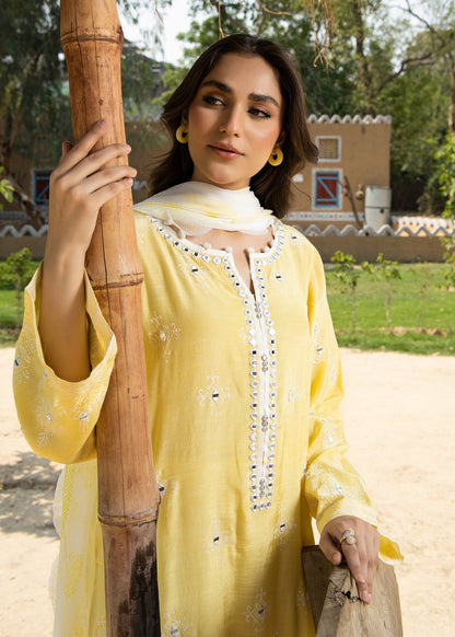 Designer Yellow Embroidered Raw Silk Salwar Suit Online in Dubai UAE Abudhabi Ajman Sharjah