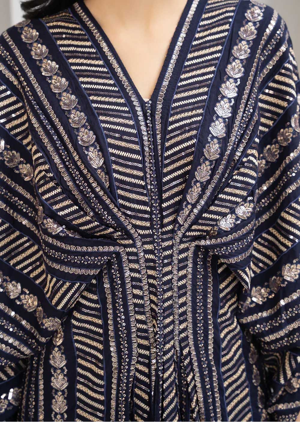 Blue Sequins Embroidered Kaftan