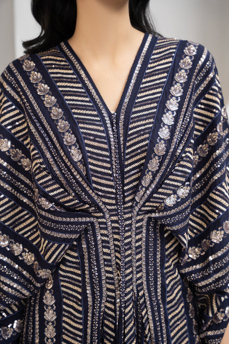 Blue Sequins Embroidered Kaftan