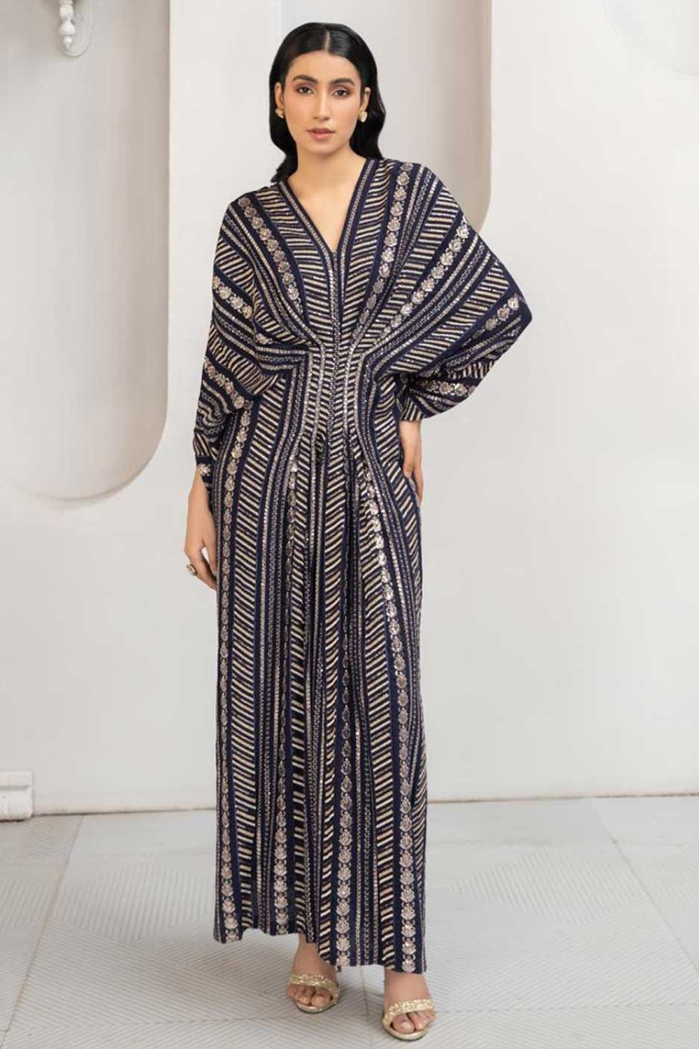 Blue Sequins Embroidered Kaftan