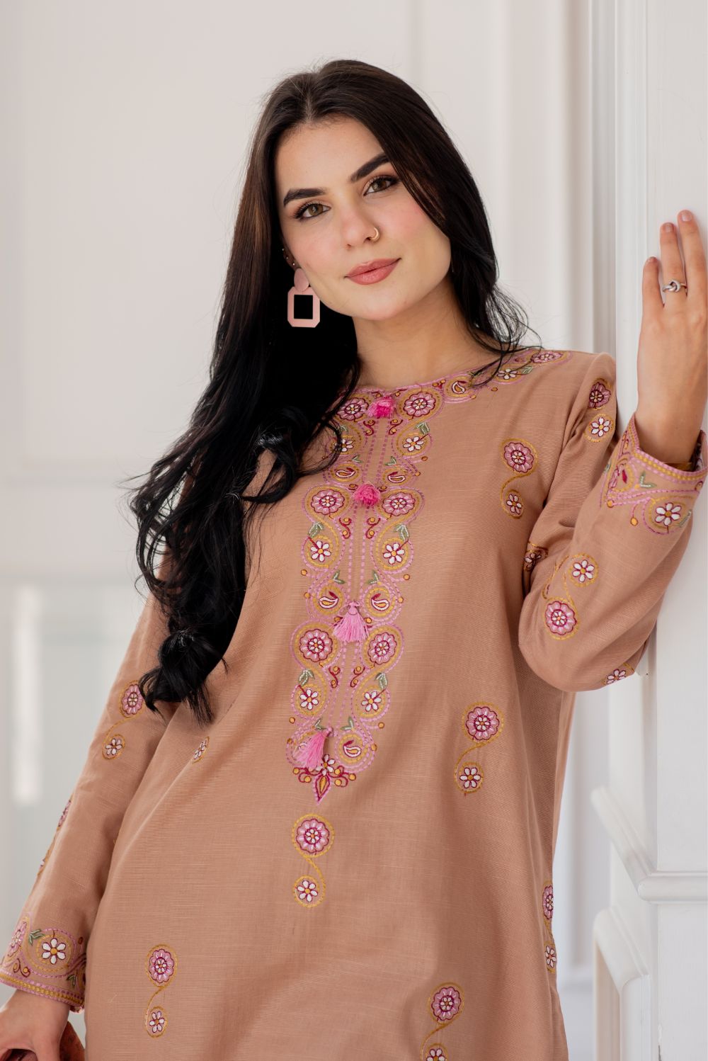 Embroidered Khaddar Kurta Set