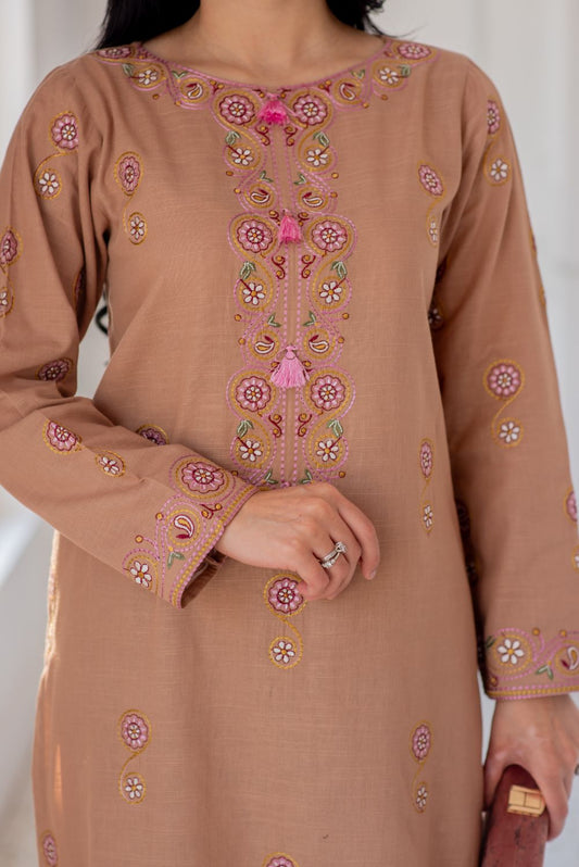 Embroidered Khaddar Kurta Set