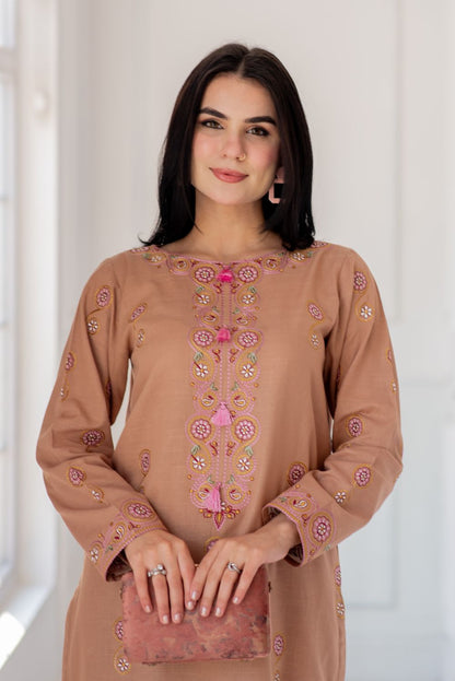 Embroidered Khaddar Kurta Set