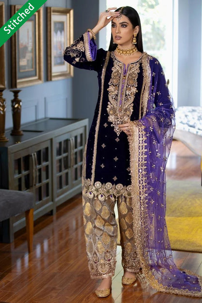 Indigo Purple Readymade Velvet Suit