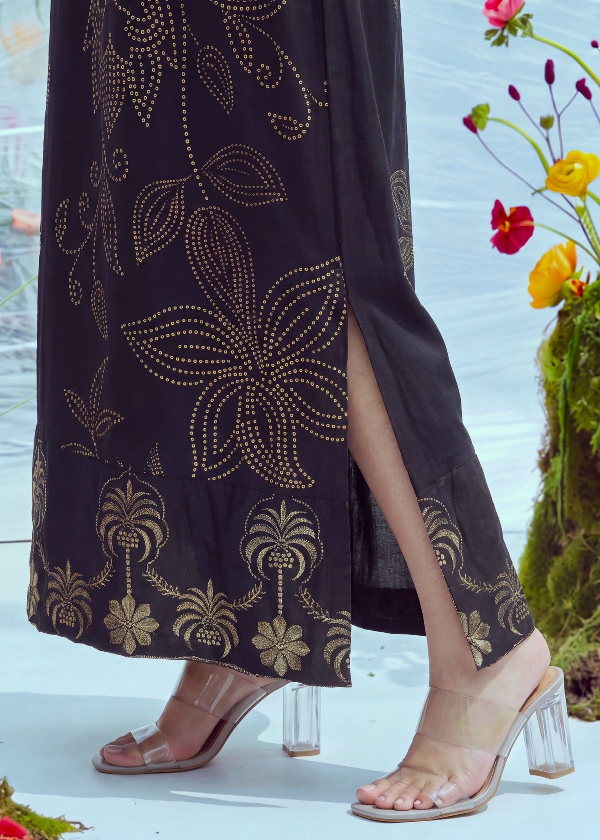 Dhanak Patchwork Black Kaftan Online in Sri Lanka India Australia