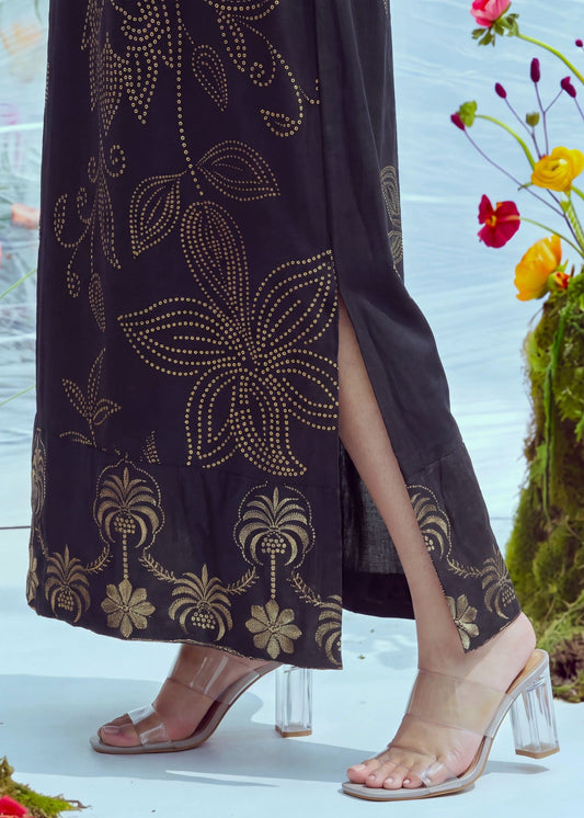 Dhanak Patchwork Black Kaftan Online in Sri Lanka India Australia
