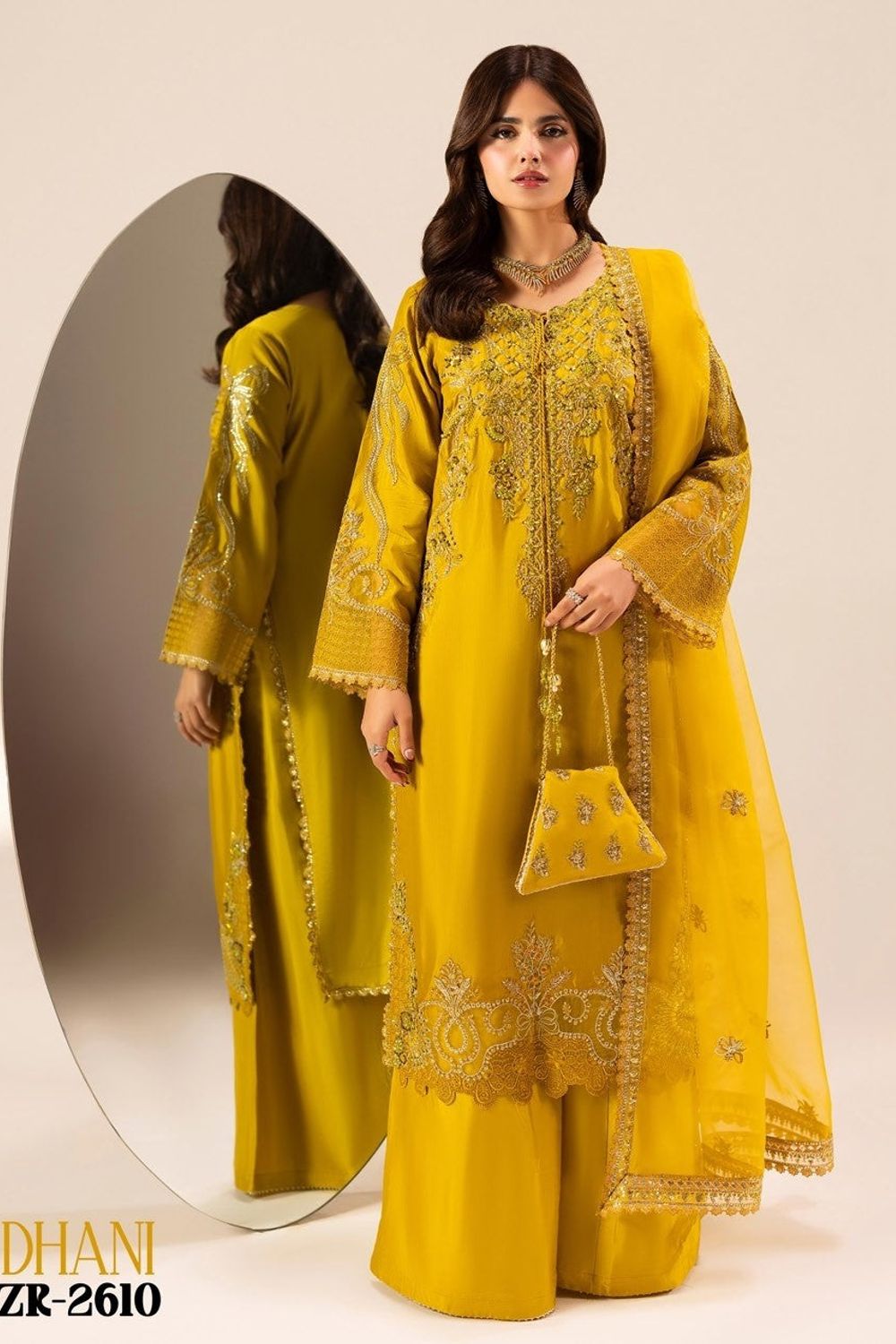 Dhani Yellow Orange Embellished Raw Silk Partywear Suit Online in Dubai UAE Abudhabi Ajman Sharjah