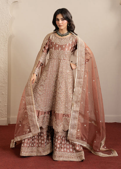 Dusty Rose Floral Embellished Pishwas with Dupatta Online in UK USA Canada
