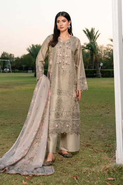Dusty Skin Heavy Embroidered Lawn Shirt Online in Dubai UAE Abudhabi Ajman Sharjah