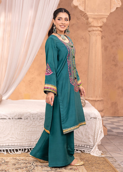 Dyed Embroidered Sea Green Viscose Salwar Kameez Online in KSA Riyadh Saudi Arabia Oman Bahrain Qatar