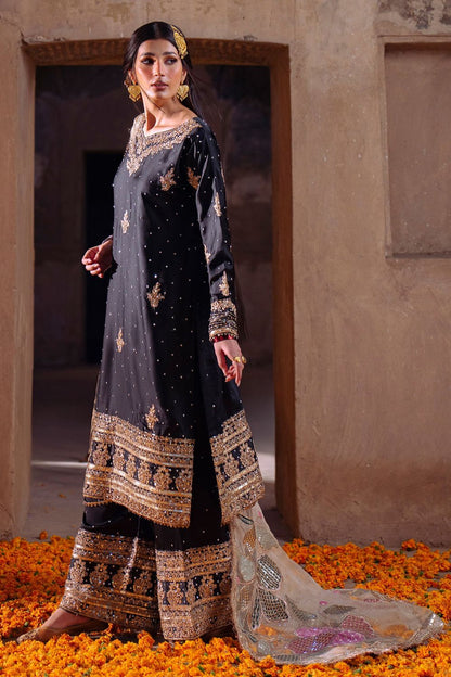 Ebony Hand Embroidered Charmuse Wedding Guest Suit Online in Dubai UAE Abudhabi Ajman Sharjah