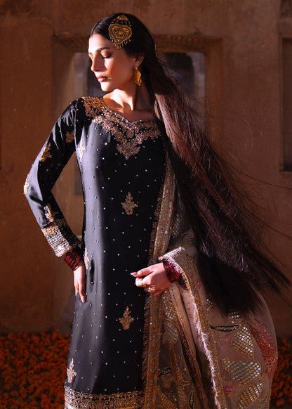 Ebony Metallic Thread Embroidered Charmuse Kurta Online in Dubai DXB UAE Abudhabi Meena Bazaar