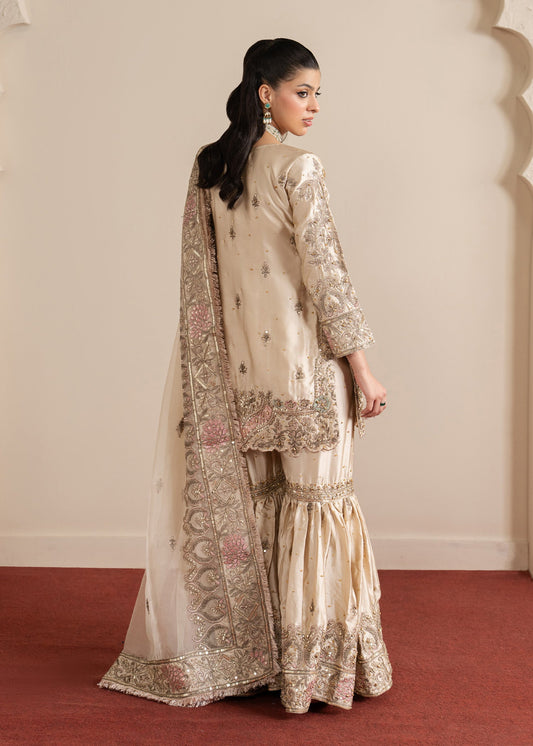 Elegant Beige Embroidered Gharara for Wedding Guest Online in Dubai DXB UAE Abudhabi Meena Bazaar