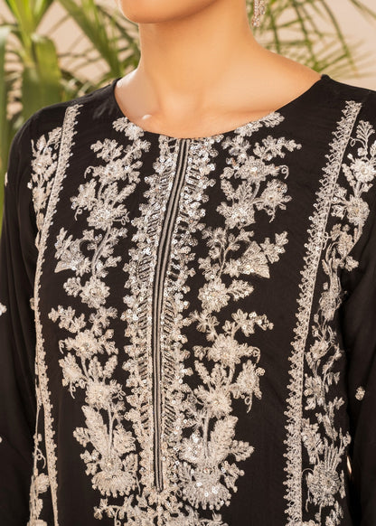 Elegant Black Embroidered Georgette Chiffon Kurta Set Online in Dubai UAE Abudhabi Ajman Sharjah