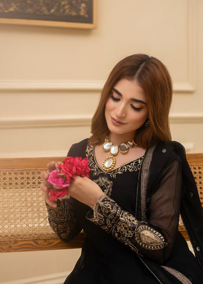 Elegant Black Embroidered Maxi for Women Online in Dubai UAE Abudhabi Ajman Sharjah