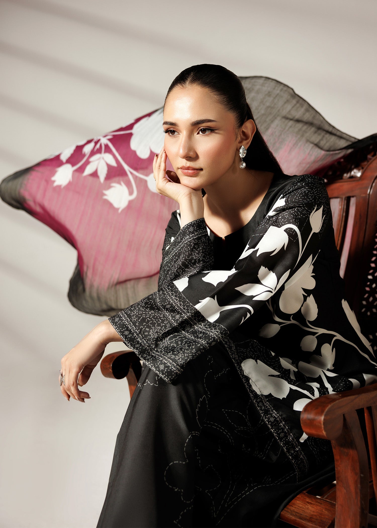 Elegant Black Printed Lawn Farshi Shalwar Online in Sri Lanka India Australia