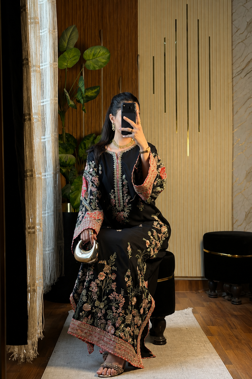 Elegant Black Ready to Wear Kaftan Online in UK USA Canada