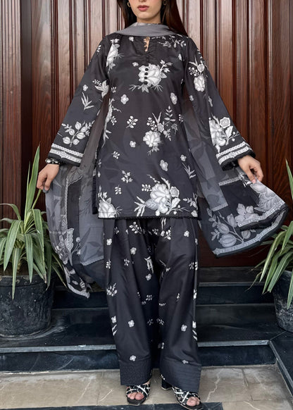 Elegant Black Silk Lawn Farshi Shalwar Outfit Online in UK USA Canada