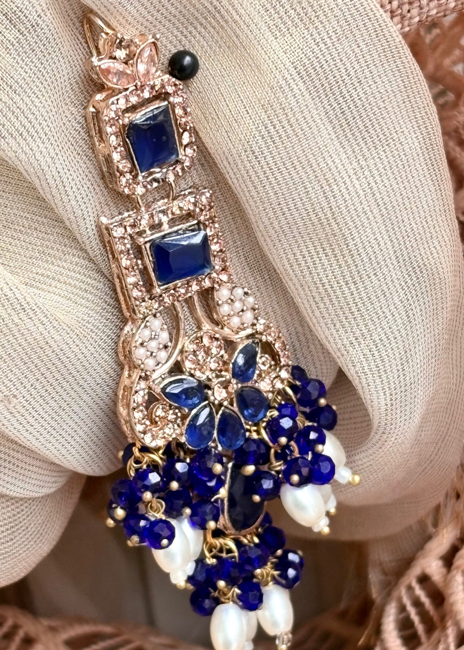 Elegant Blue Jewellery Set for Wedding Online in KSA Riyadh Saudi Arabia Oman Bahrain Qatar