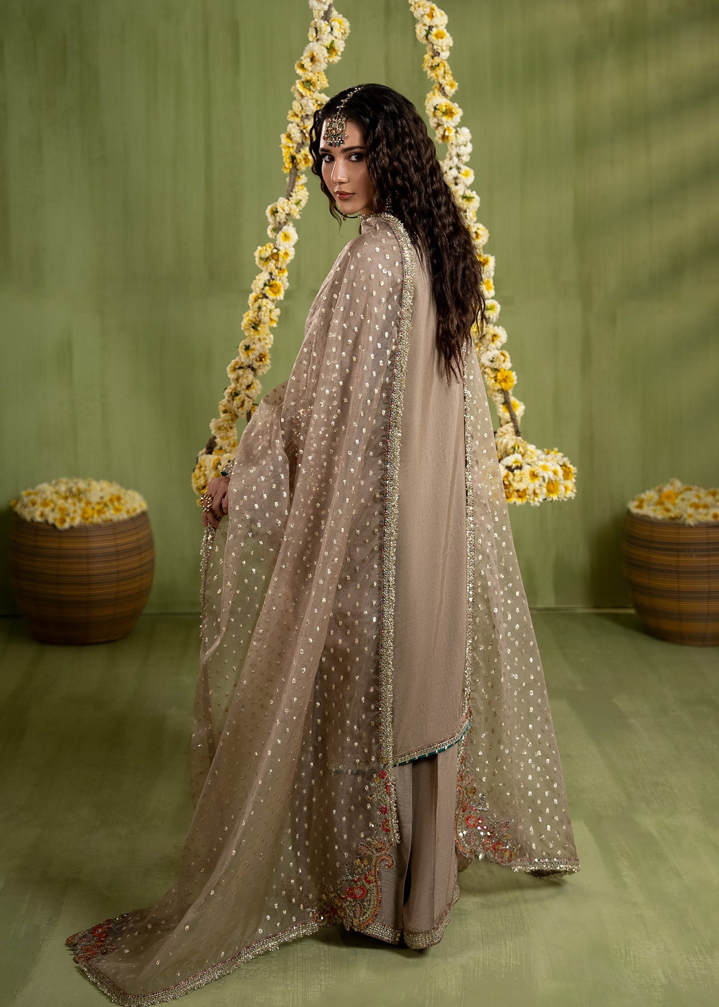 Elegant Brown Embellished Raw Silk Suit for Wedding Guest Online in Dubai DXB UAE Abudhabi Meena Bazaar
