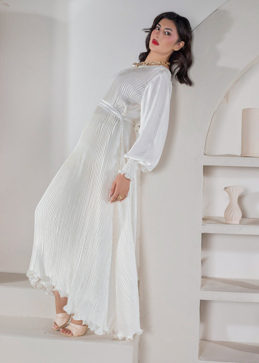 Elegant Ivory Shamooz Silk Dress for Women Online in Sri Lanka India Australia