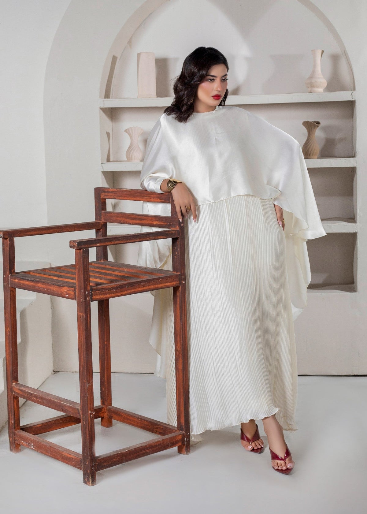 Elegant Ivory Silk Western Dress Set by Laleen Online in Sri Lanka India Australia
