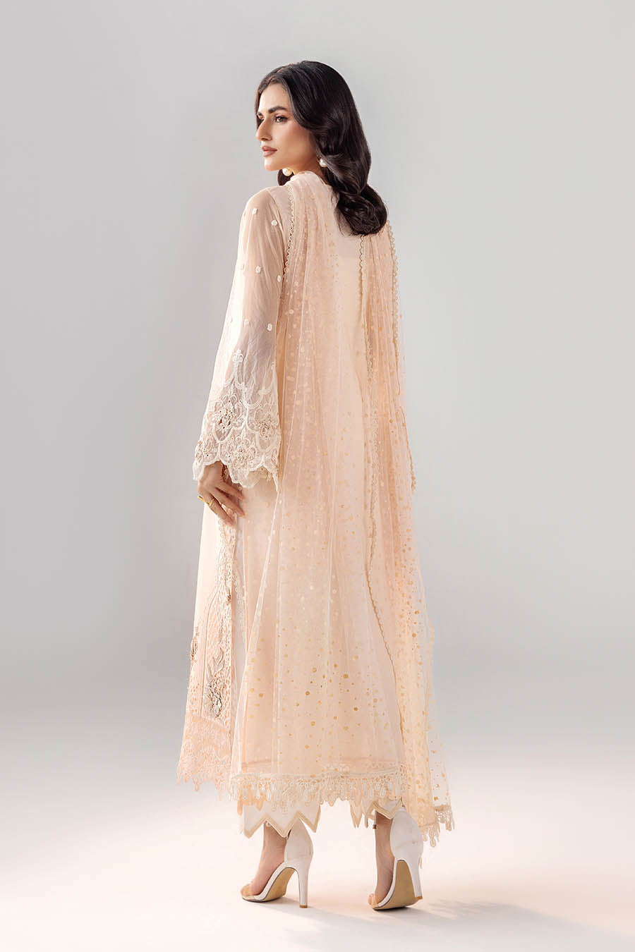 Elegant Light Grey Cotton Suit with Net Dupatta Online in UK USA Canada