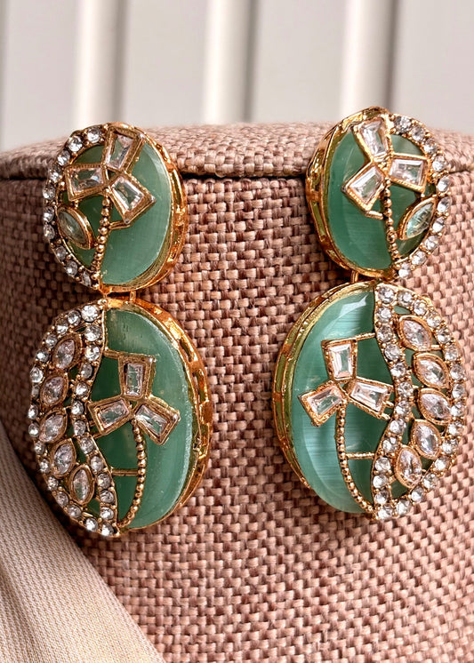 Elegant Mint Tone Necklace Set with Stone Work Online in KSA Riyadh Saudi Arabia Oman Bahrain Qatar