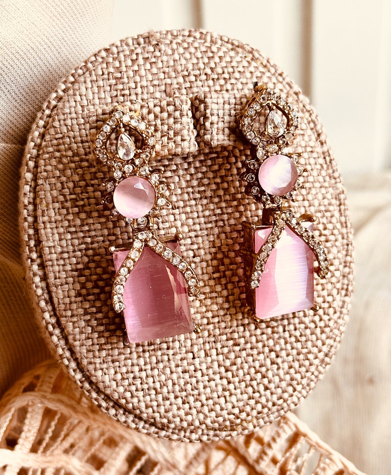 Elegant Pink Crystal Necklace and Earrings Set Online in UK USA Canada