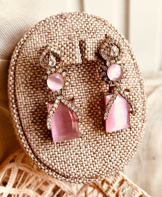 Elegant Pink Crystal Necklace and Earrings Set Online in UK USA Canada