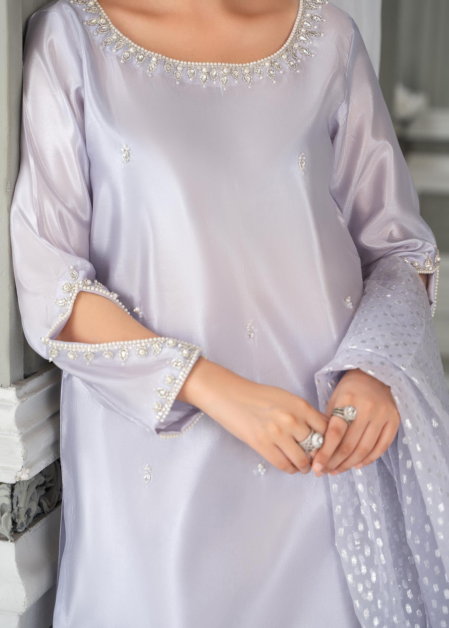 Elegant Purple Embroidered Silk Pakistani Dress Online in Dubai UAE Abudhabi Ajman Sharjah