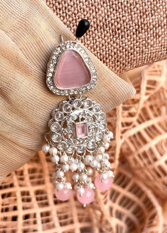 Elegant Silver Pink Designer Choker Online in UK USA Canada