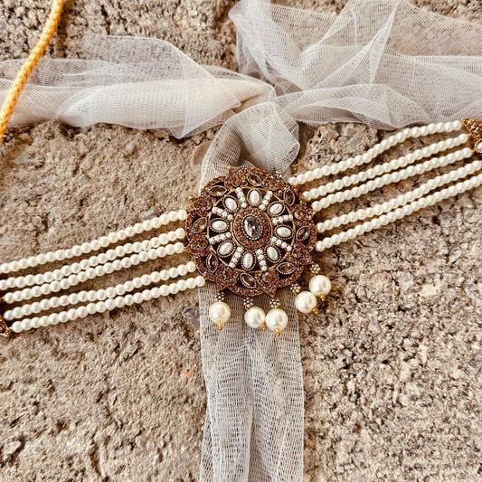 Elegant White Metal Choker Earring Set Online in UK USA Canada