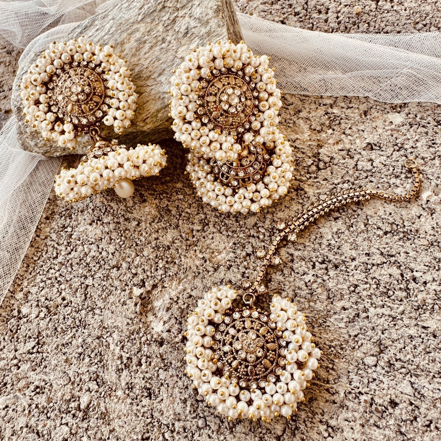 Elegant White Pearl Necklace Set with Earrings Online in UK USA Canada