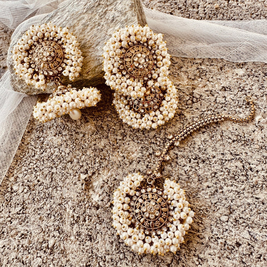 Elegant White Pearl Necklace Set with Earrings Online in UK USA Canada
