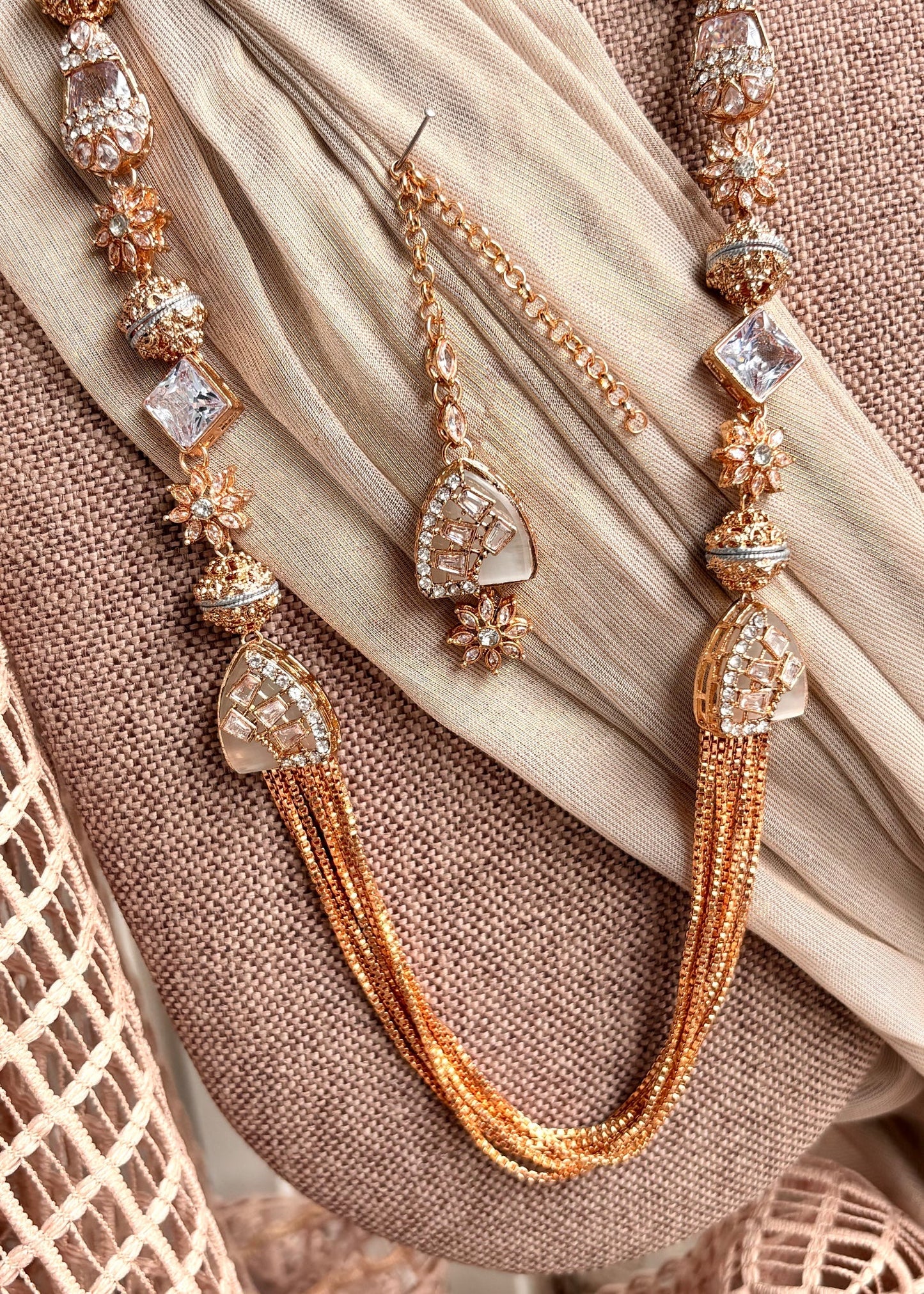 Elegant White Stone Work Jewellery Set for Nikah Online in UK USA Canada