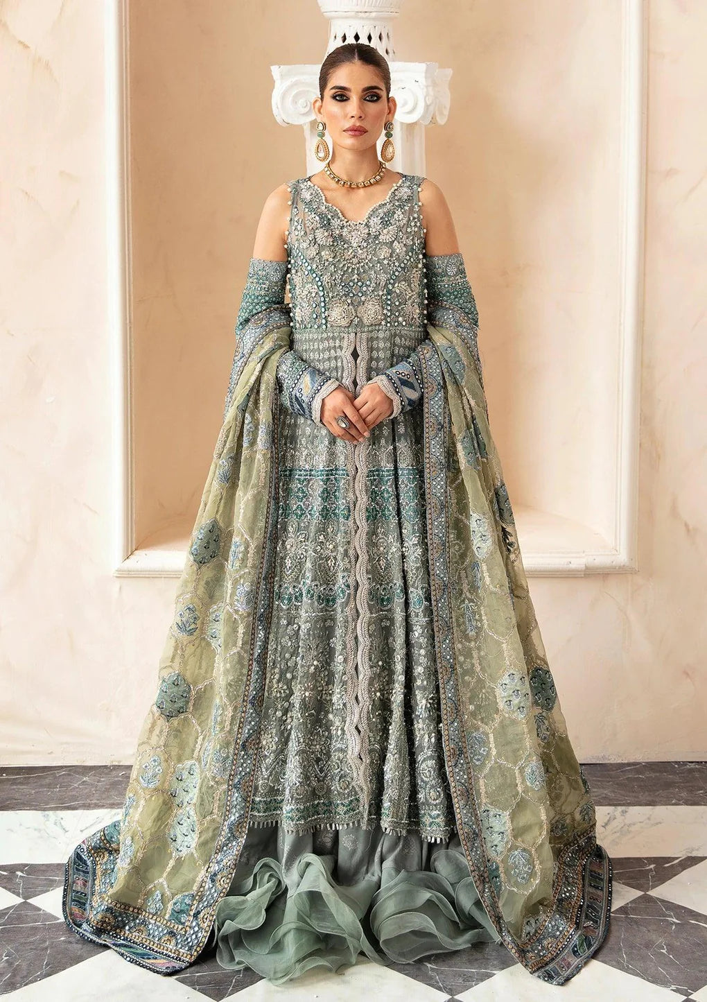 Silver Turquoise Anarkali Maxi