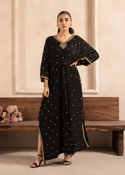 Black Embroidered Chiffon Kaftan