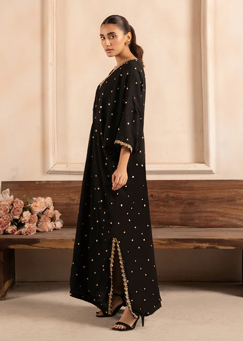 Black Embroidered Chiffon Kaftan