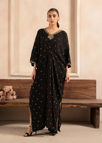 Black Embroidered Chiffon Kaftan