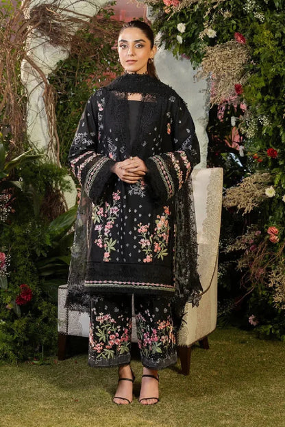 Black Heavy Embroidered Lawn Suit