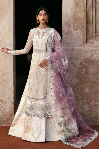 Off White Cutwork & Sequins Embroidered Organza Suit