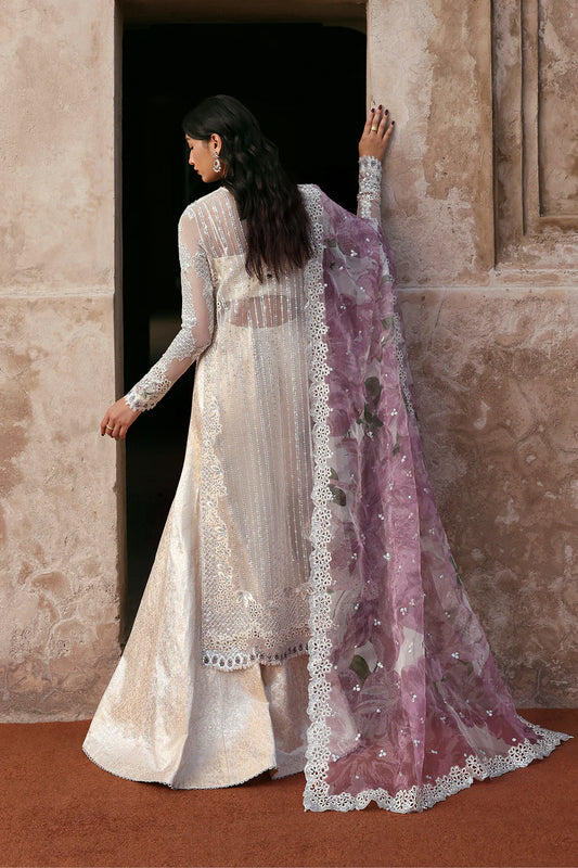 Off White Cutwork & Sequins Embroidered Organza Suit