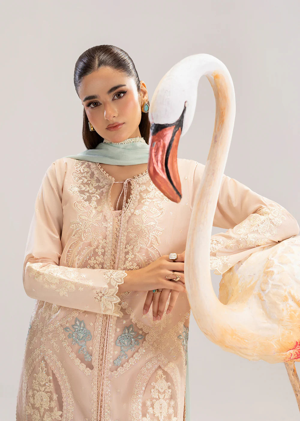 Peach Orange Premium Lawn Cotton Suit