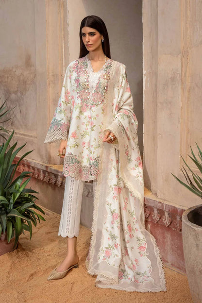 Floral Printed Lawn Suit with Chiffon Dupatta