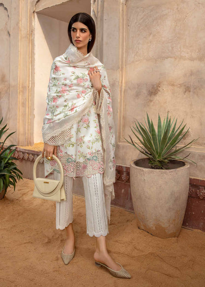 Floral Printed Lawn Suit with Chiffon Dupatta