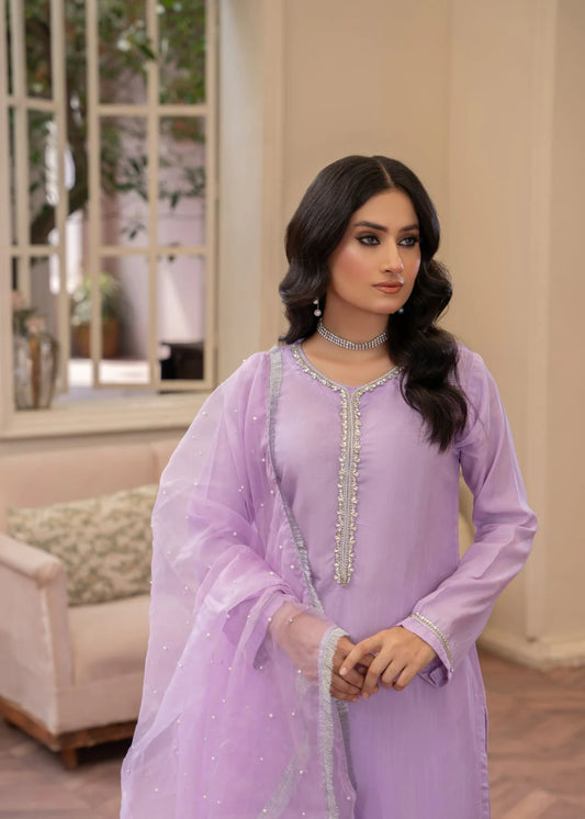 Lavender Mist Embellished Farshi Shalwar Suit