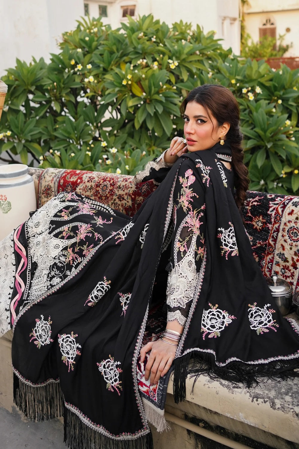 Heavy Embroidered Lawn Suit with Chiffon Dupatta