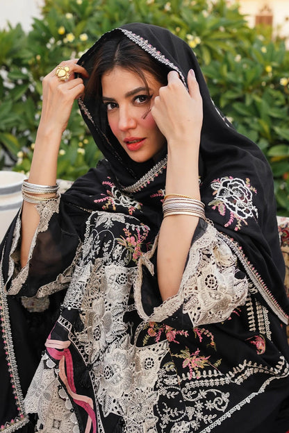 Heavy Embroidered Lawn Suit with Chiffon Dupatta