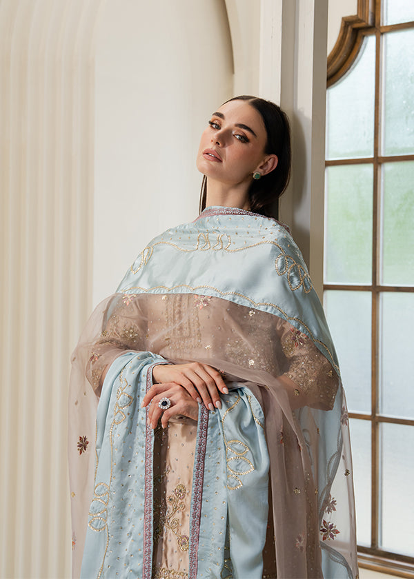 Embellished Beige Charmuse Wedding Guest Suit Online in Dubai DXB UAE Abudhabi Meena Bazaar